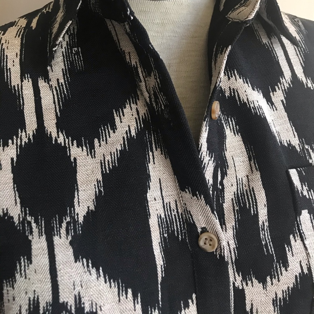 TAHARI Dress - Ikat Print - Size 2P Black & Beige